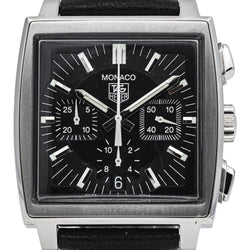 Montre TAG HUEUR "Monaco" en acier et cuir - Castafiore