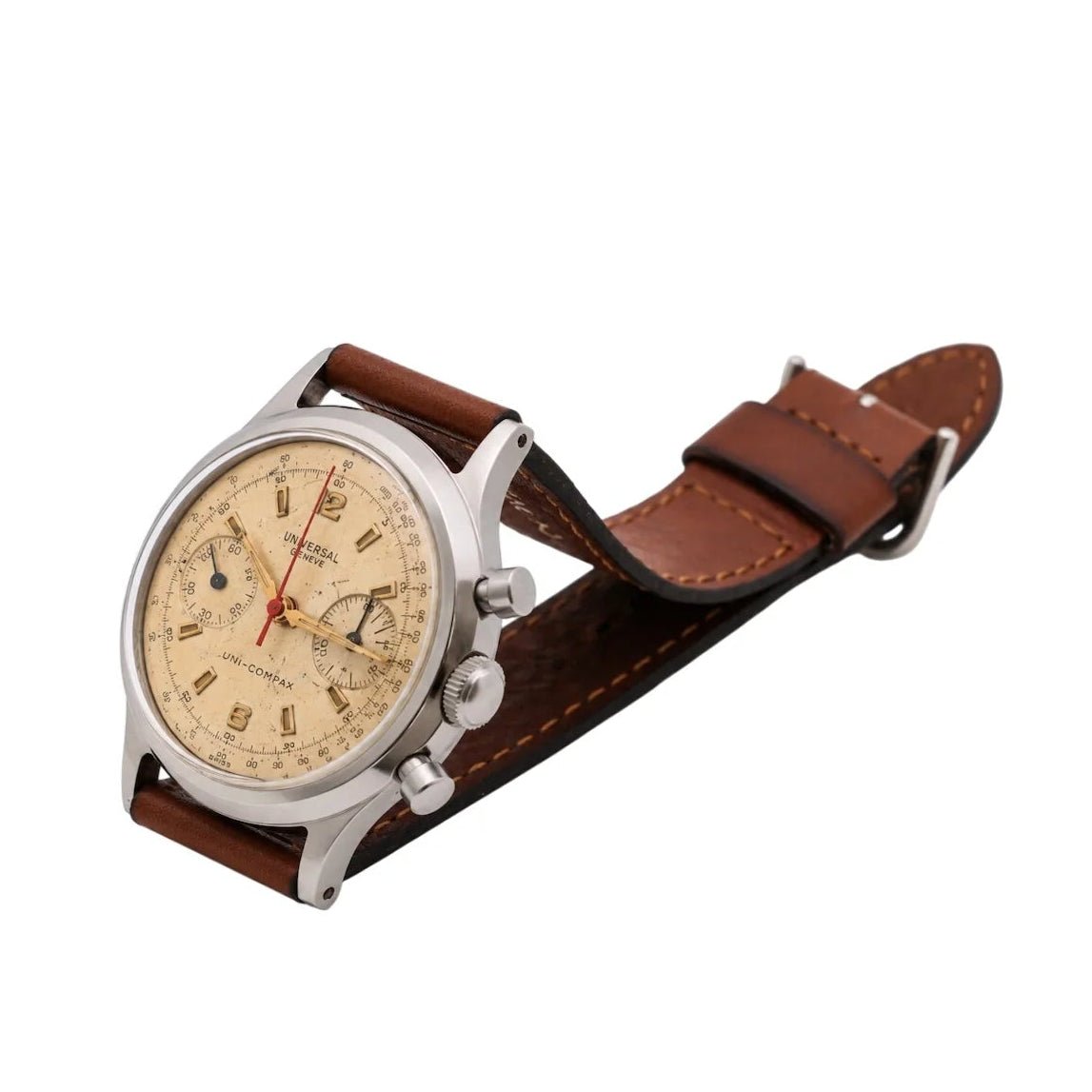 Montre UNIVERSAL GENÈVE "Uni Compax" en cuir - Castafiore
