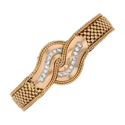 Montre UTI en or jaune, perles et diamants - Castafiore