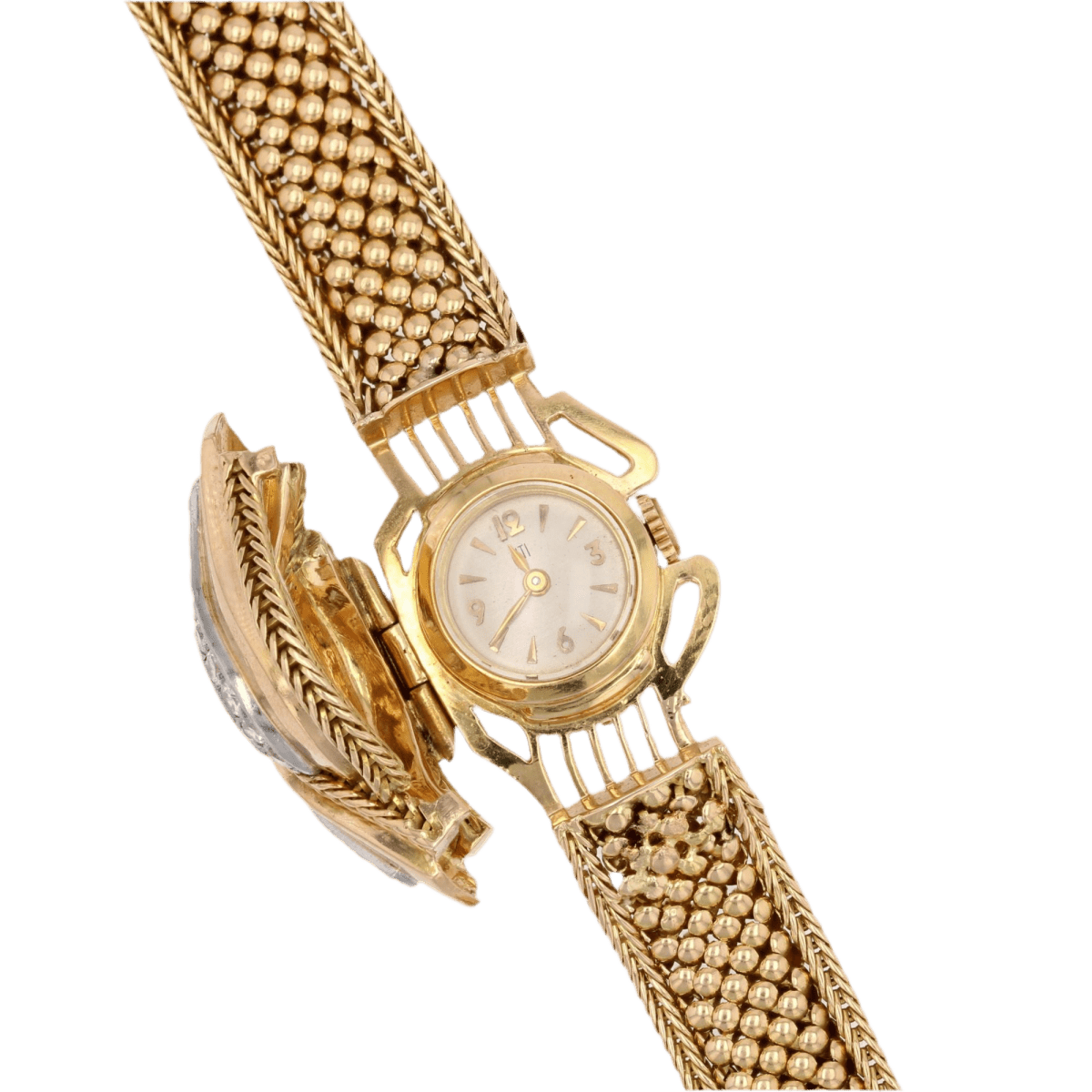 Montre UTI en or jaune, perles et diamants - Castafiore