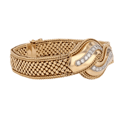 Montre UTI en or jaune, perles et diamants - Castafiore