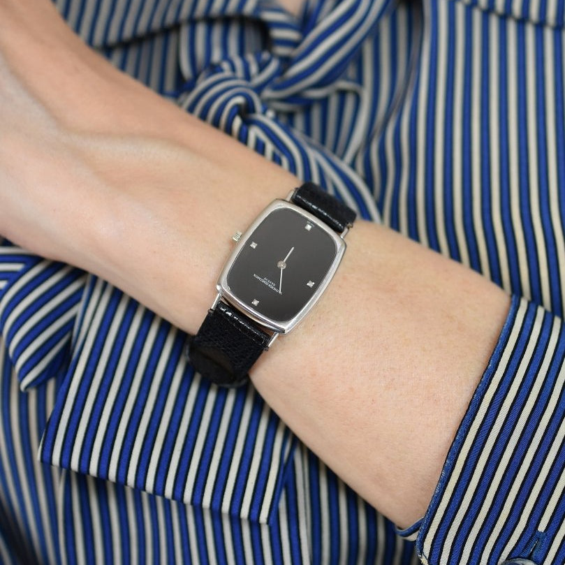 Montre VACHERON CONSTANTIN en or blanc, acier, cuir, onyx et diamants - Castafiore