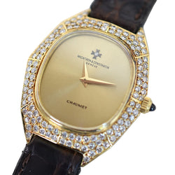 Montre VACHERON CONSTANTIN POUR CHAUMET en or jaune, cuir et diamants - Castafiore
