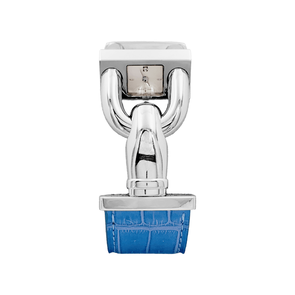 Montre VAN CLEEF & ARPELS "Cadenas" en acier, cuir et diamant - Castafiore