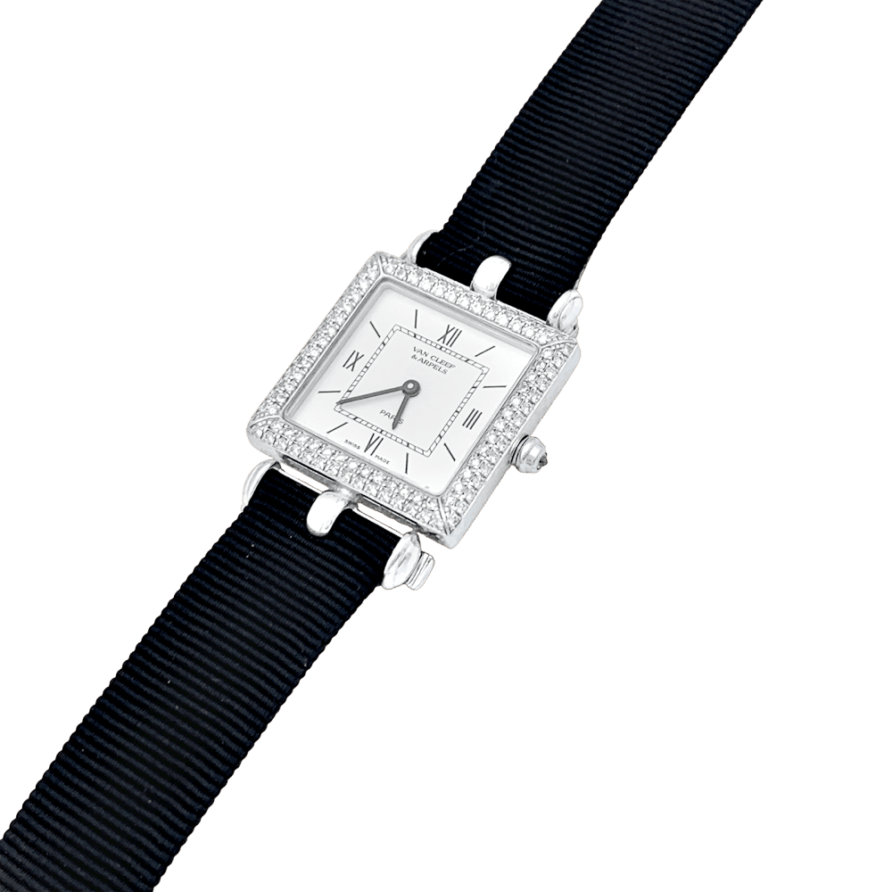 Montre VAN CLEEF & ARPELS "Classique" en or blanc et diamants - Castafiore