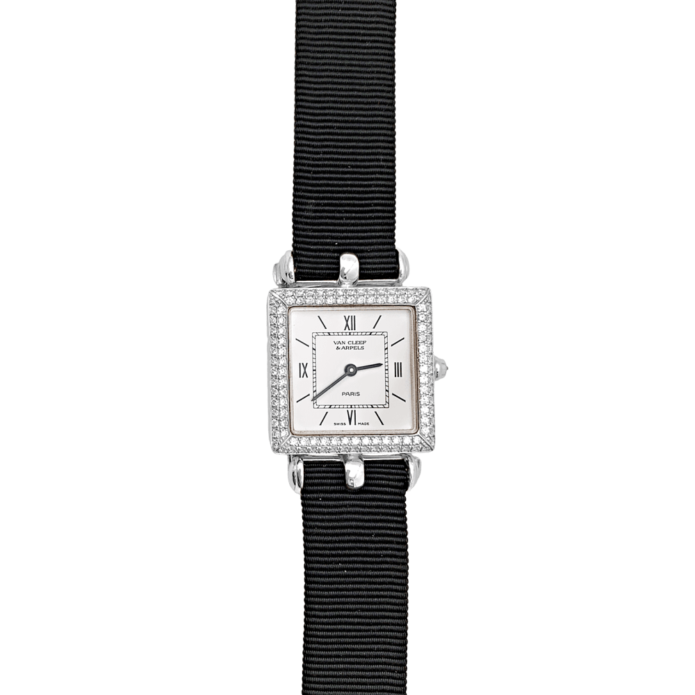 Montre VAN CLEEF & ARPELS "Classique" en or blanc et diamants - Castafiore