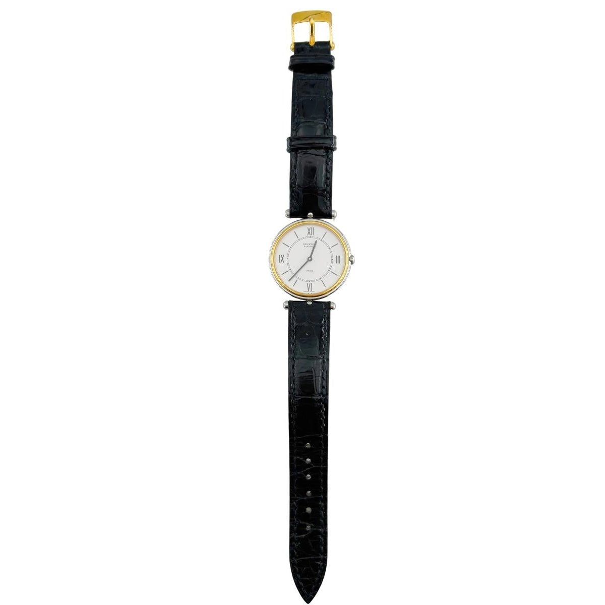 Montre VAN CLEEF & ARPELS La Collection en or jaune, acier et cuir