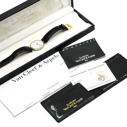 Montre VAN CLEEF & ARPELS "PA 49" en or jaune, acier et cuir - Castafiore