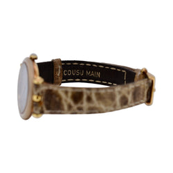 Montre VAN CLEEF & ARPELS "Pierre Arpels" en or jaune, cuir et nacre - Castafiore