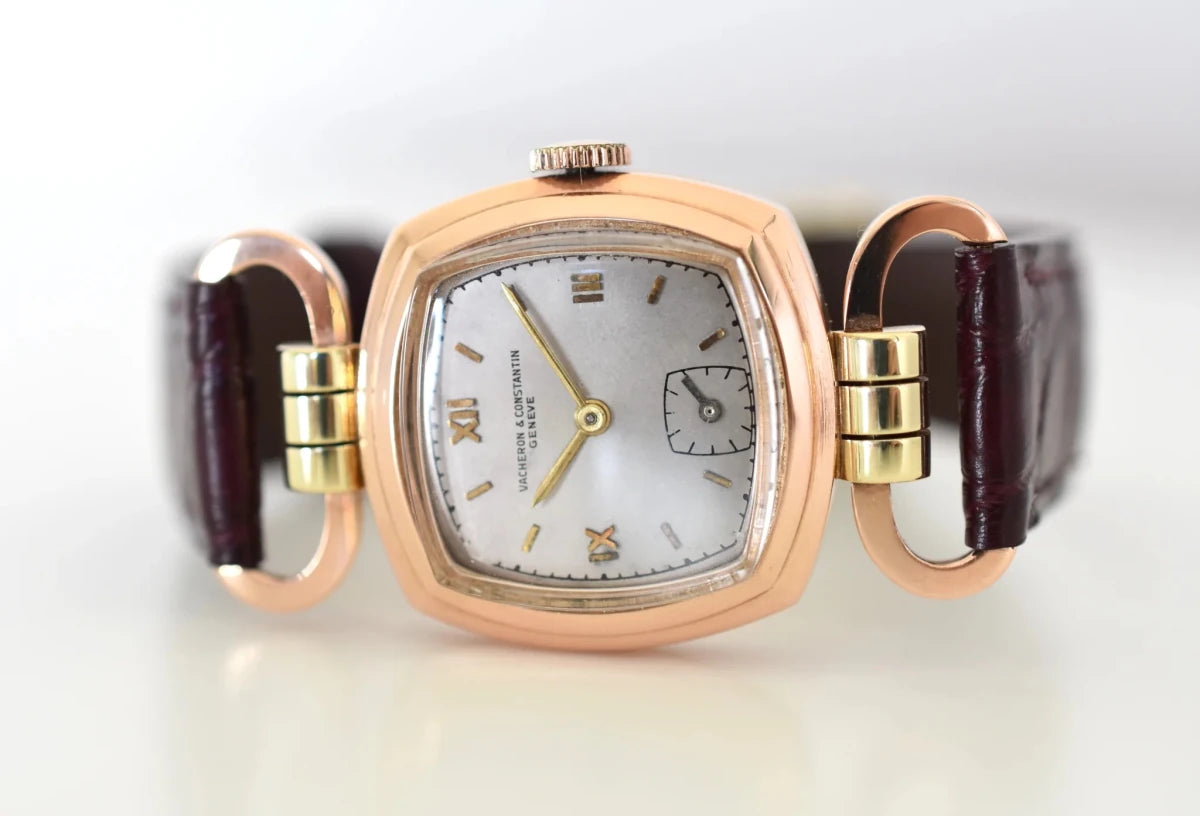 Montre VANCHERON & CONSTANTIN "Étrier" en or rose et cuir - Castafiore
