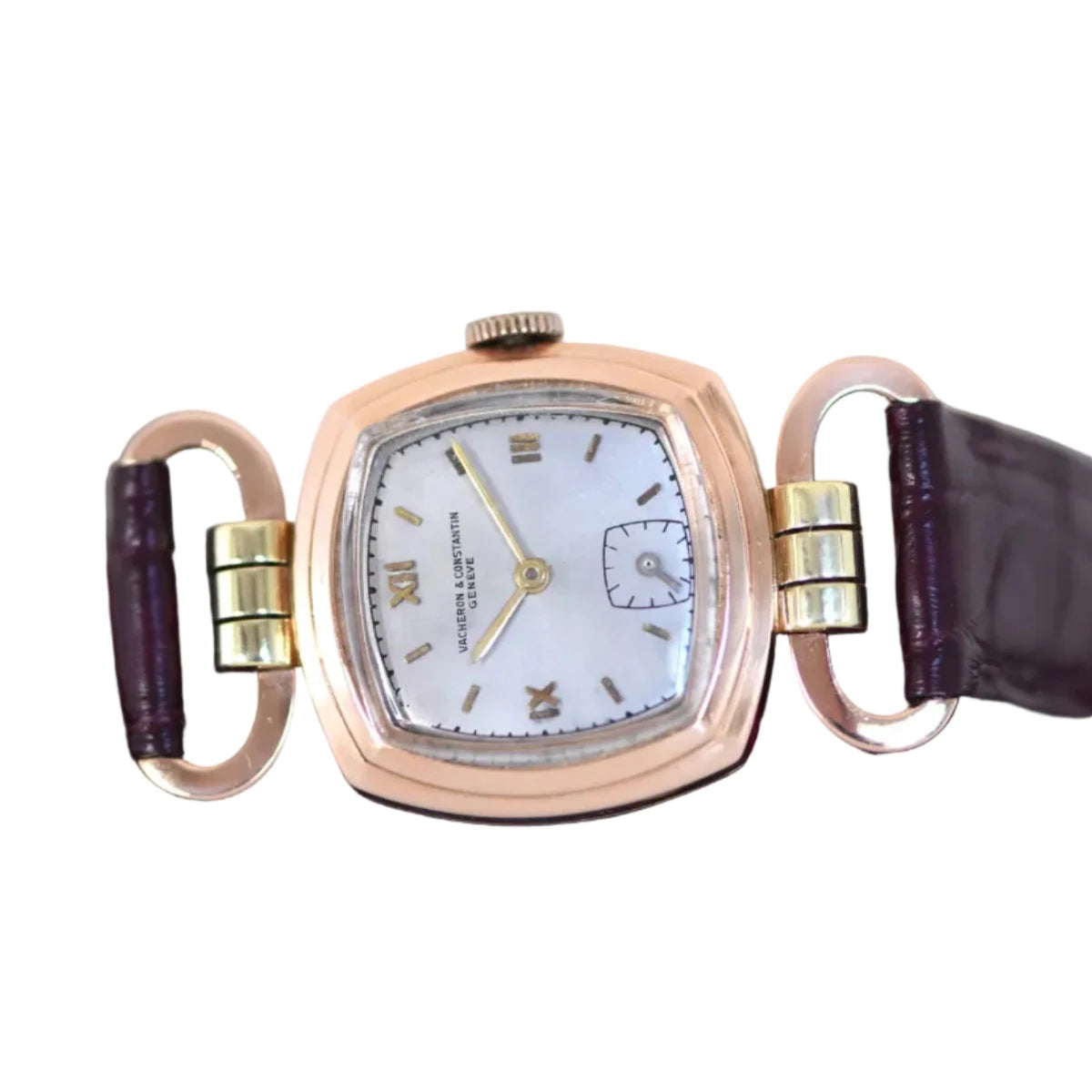Montre VANCHERON & CONSTANTIN "Étrier" en or rose et cuir - Castafiore