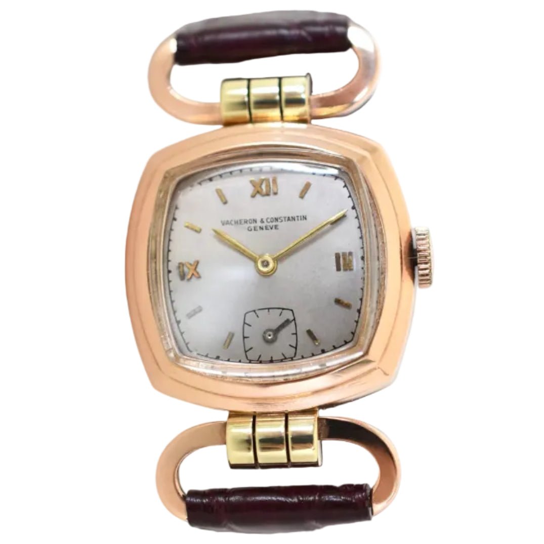 Montre VANCHERON & CONSTANTIN "Étrier" en or rose et cuir - Castafiore