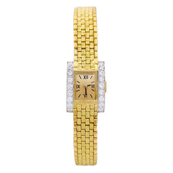 Montre vintage André Col, or jaune, platine, diamants. - Castafiore