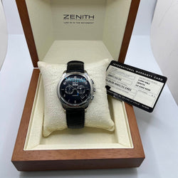 Montre ZENITH "El Primero" en acier et cuir - Castafiore