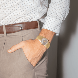 Montre ZENITH MOVADO en or jaune et oeil de tigre - Castafiore