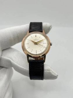 Montre ZENITH "Stellina Vintage" plaqué or rose, acier et cuir - Castafiore