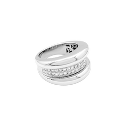 Bague godrons or blanc et diamants.