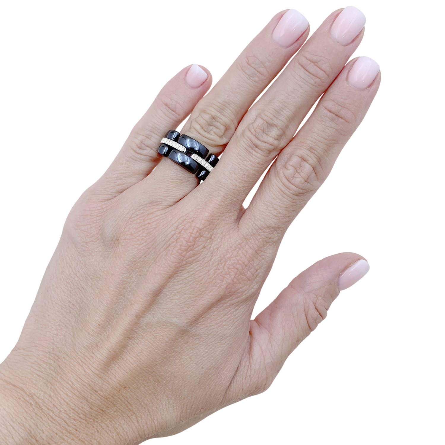 Bague Chanel, "Ultra", or blanc, céramique noire, diamants.