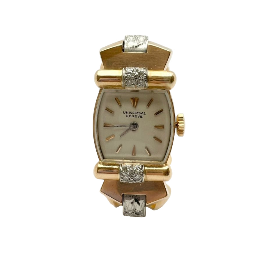 Orologio oro 18KT con diamanti e rubini naturali UNIVERSAL GENEVE - Castafiore