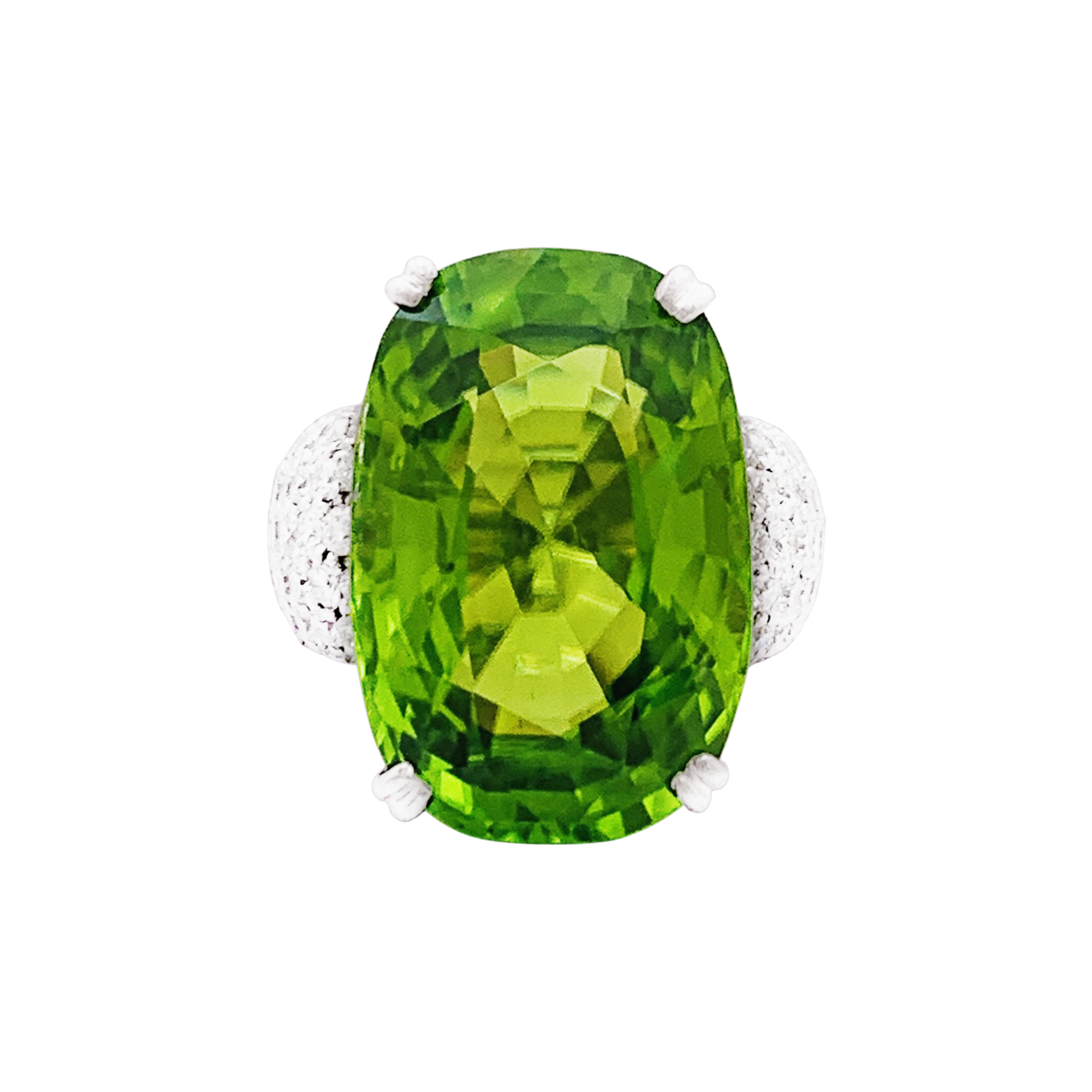 Bague Adler, or blanc, péridot et diamants.