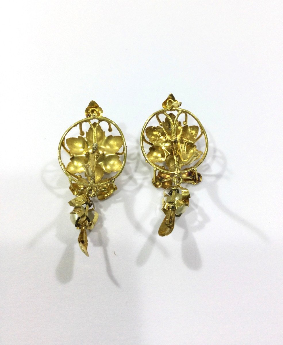 Paire De Boucle d'Oreille En Or Et Perles - Castafiore