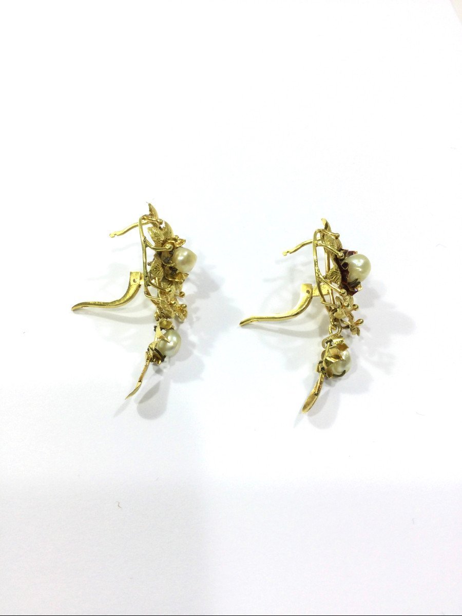 Paire De Boucle d'Oreille En Or Et Perles - Castafiore