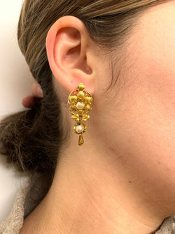 Paire De Boucle d'Oreille En Or Et Perles - Castafiore