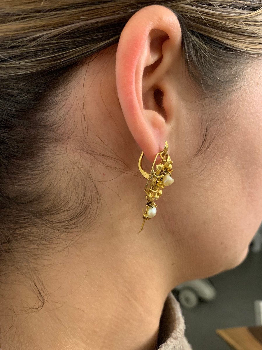 Paire De Boucle d'Oreille En Or Et Perles - Castafiore