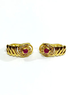 Paire De Boucle d'Oreille En Or, rubis et diamants - Castafiore
