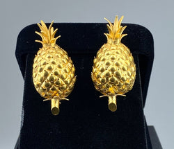 Paire de boucles d’oreilles Ananas en or jaune 18 carats - Castafiore
