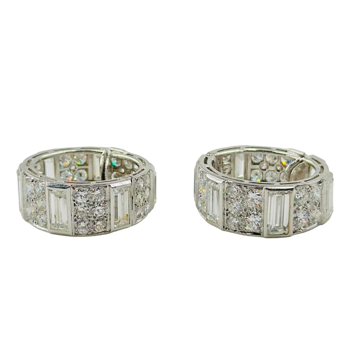 Paire de boucles d'oreilles créoles en platine et diamants - Castafiore