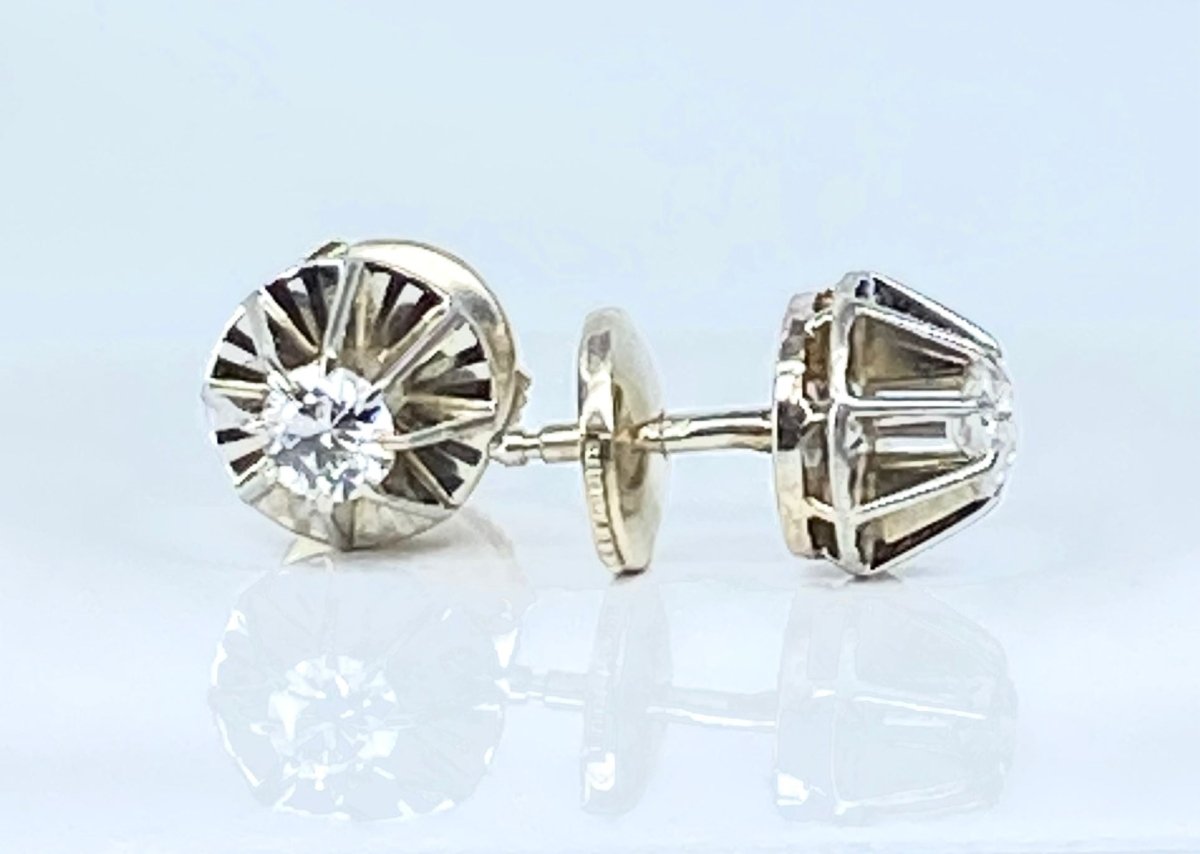 Paire de boucles d’oreilles en or blanc 18 carats et diamants - Castafiore