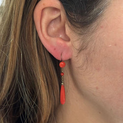 Paire De Boucles d'Oreilles en or et en corail - Castafiore