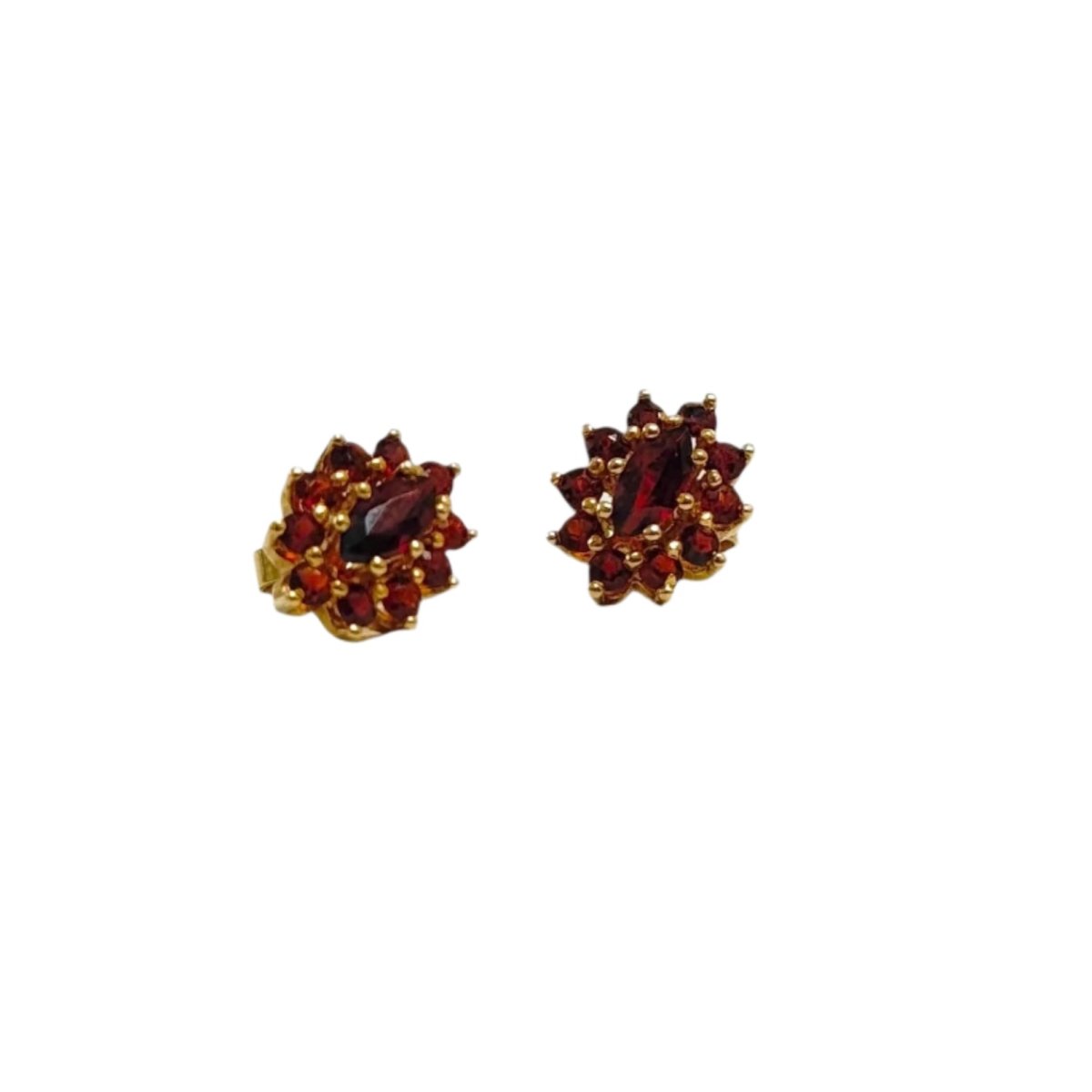 Paire de boucles d'oreilles en or jaune et grenats - Castafiore