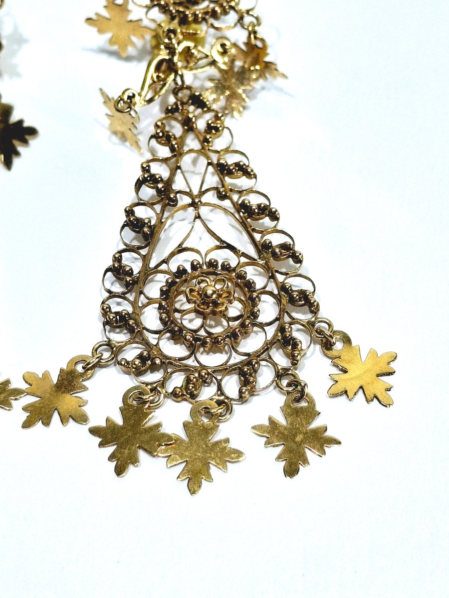 Paire de boucles d’oreilles pendantes en or rose - Castafiore