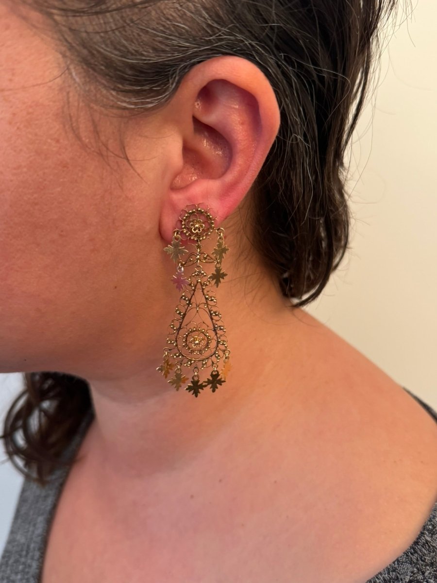 Paire de boucles d’oreilles pendantes en or rose - Castafiore