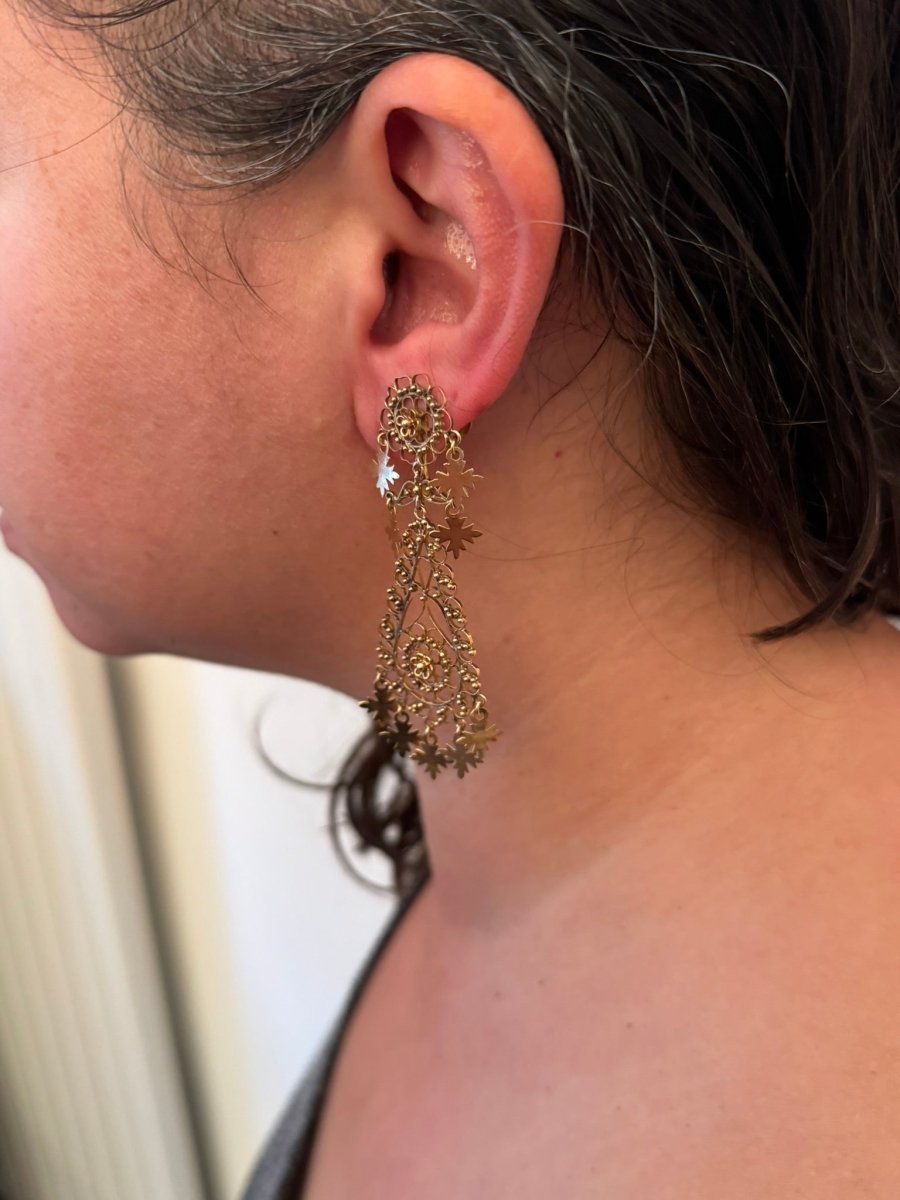 Paire de boucles d’oreilles pendantes en or rose - Castafiore