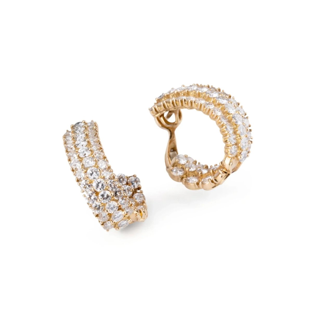 Paire de boucles d'oreilles sur or jaune en diamants - Castafiore