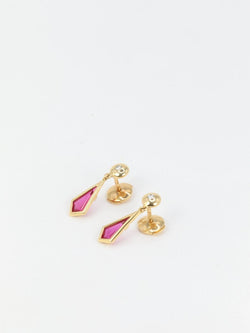 Paire de boucles d’oreilles vintage en or et tourmaline - Castafiore