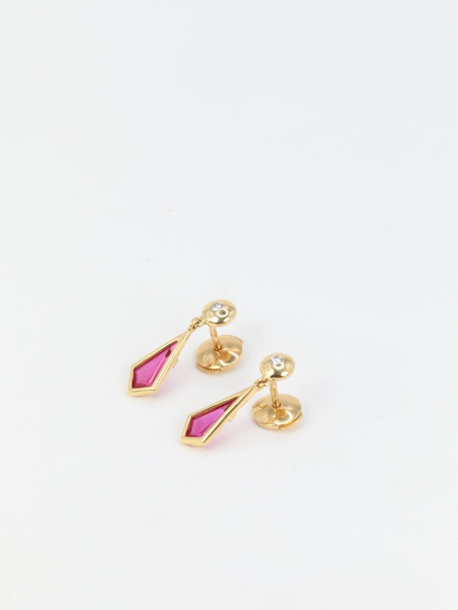 Paire de boucles d’oreilles vintage en or et tourmaline - Castafiore