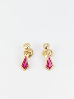 Paire de boucles d’oreilles vintage en or et tourmaline - Castafiore