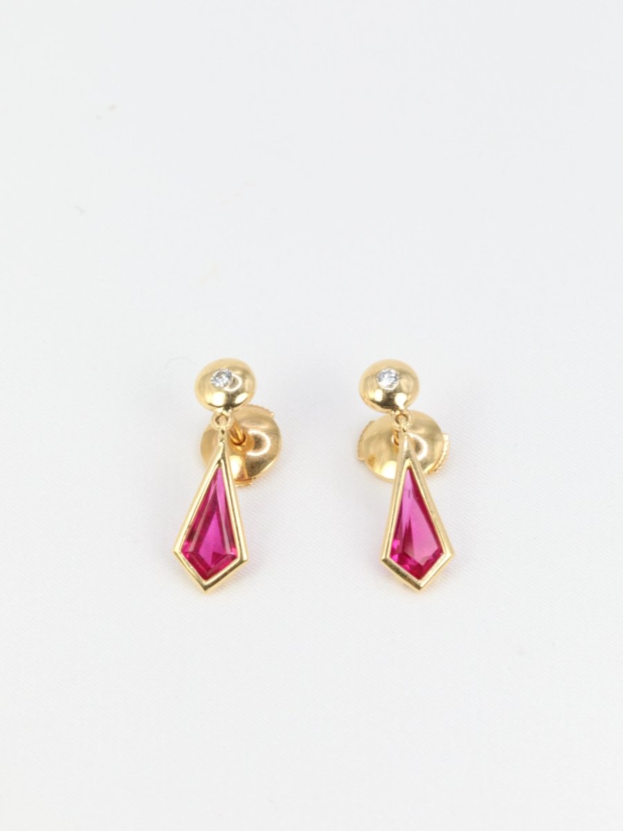 Paire de boucles d’oreilles vintage en or et tourmaline - Castafiore