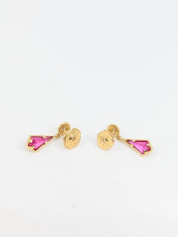 Paire de boucles d’oreilles vintage en or et tourmaline - Castafiore