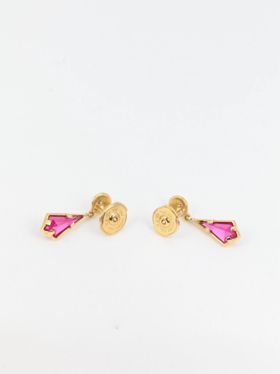 Paire de boucles d’oreilles vintage en or et tourmaline - Castafiore