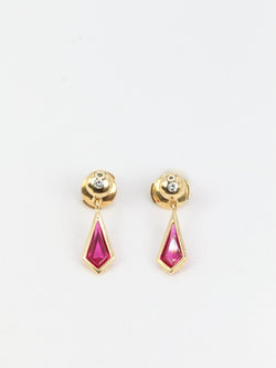Paire de boucles d’oreilles vintage en or et tourmaline - Castafiore