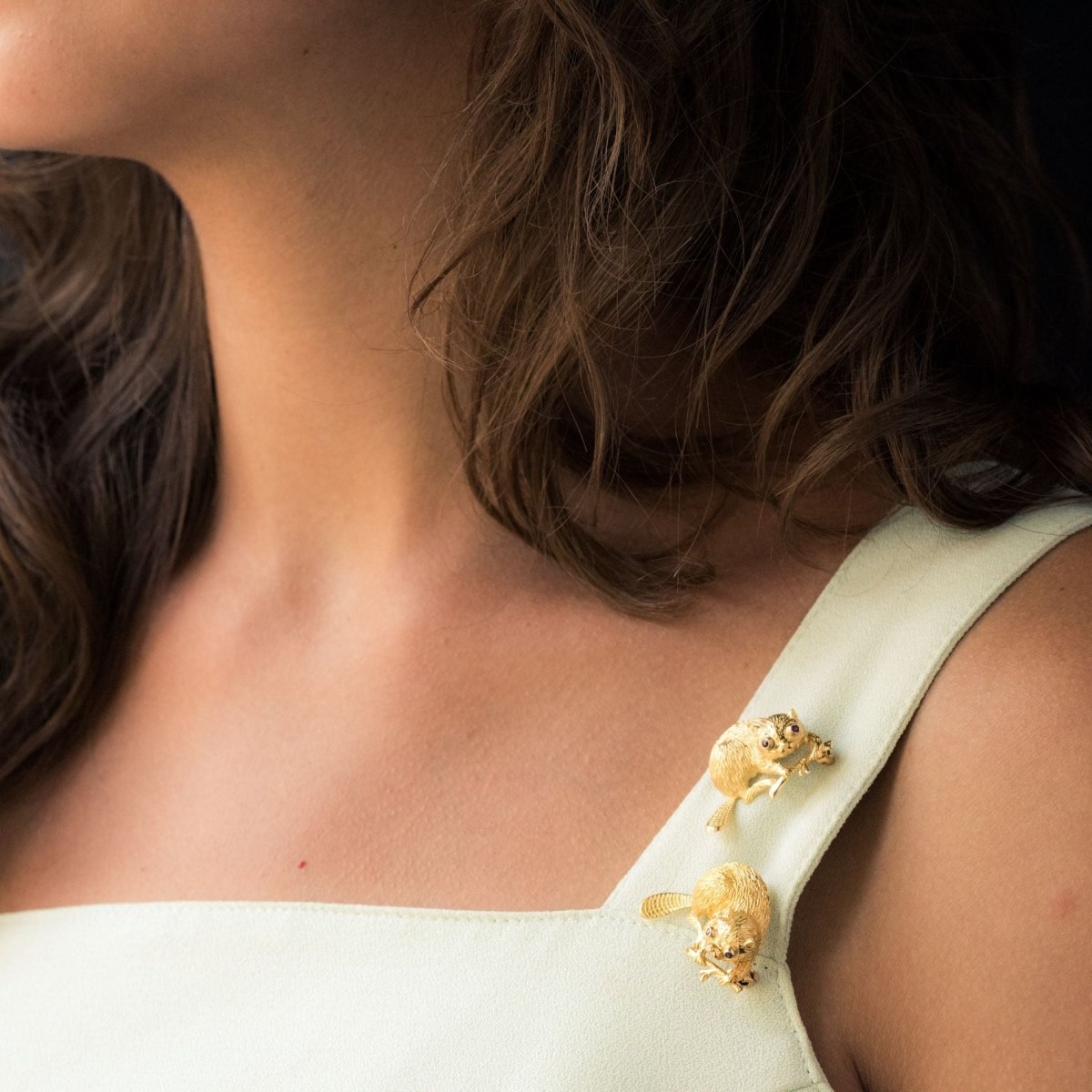 Paire de Broches Castors en or - Castafiore