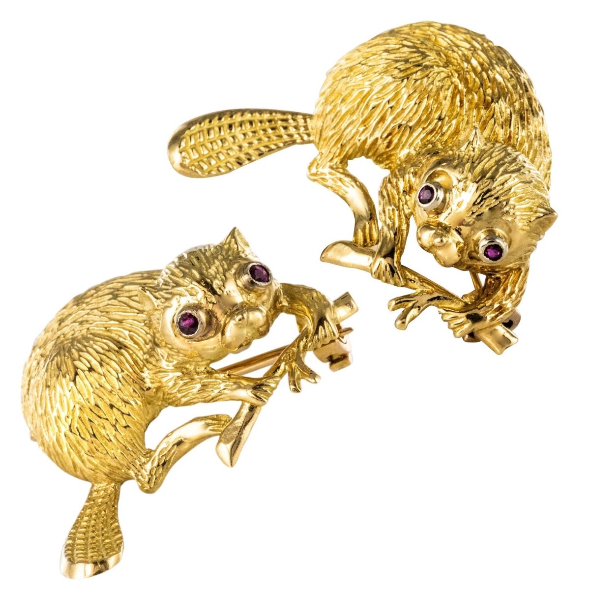 Paire de Broches Castors en or - Castafiore