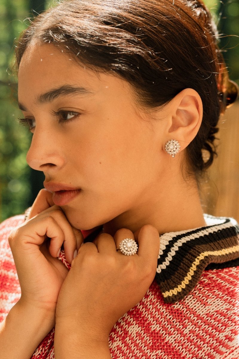 Paire de clips d’oreilles en or blanc et diamants - Castafiore