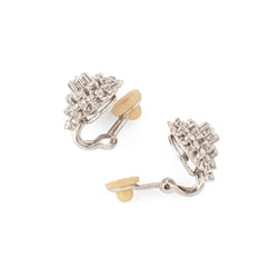 Paire de clips d’oreilles en or blanc et diamants - Castafiore