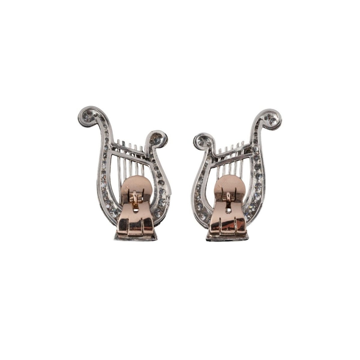Paire de clips d'oreilles LYRES en diamants - Castafiore